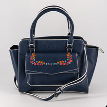 Laden Sie das Bild in den Galerie-Viewer, Damen Trapez Handtasche mit dekorativer Blumenstickerei, Louize&amp;Lou