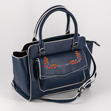 Laden Sie das Bild in den Galerie-Viewer, Damen Trapez Handtasche mit dekorativer Blumenstickerei, Louize&amp;Lou