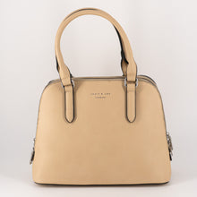 Laden Sie das Bild in den Galerie-Viewer, Bowling Bag Damen  Beige – Elegante Handtasche aus Kunstleder mit Schulterriemen - trendee.de