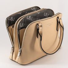 Laden Sie das Bild in den Galerie-Viewer, Bowling Bag Damen  Beige – Elegante Handtasche aus Kunstleder mit Schulterriemen - trendee.de